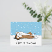Shetland Sheepdog Laat het Sneeuw Sheltie Dog Holi Feestdagenkaart (Staand voorkant)