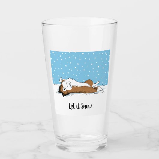 Shetland Sheepdog Laat het Sneeuw Vakantie Custom Glas (Voorkant)