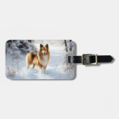 Shetland Sheepdog Laat het sneeuwen Kerstmis Bagagelabel (Voorkant horizontaal)