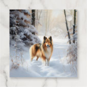 Shetland Sheepdog Laat het sneeuwen Kerstmis Bedankjes Labels (Achterkant)