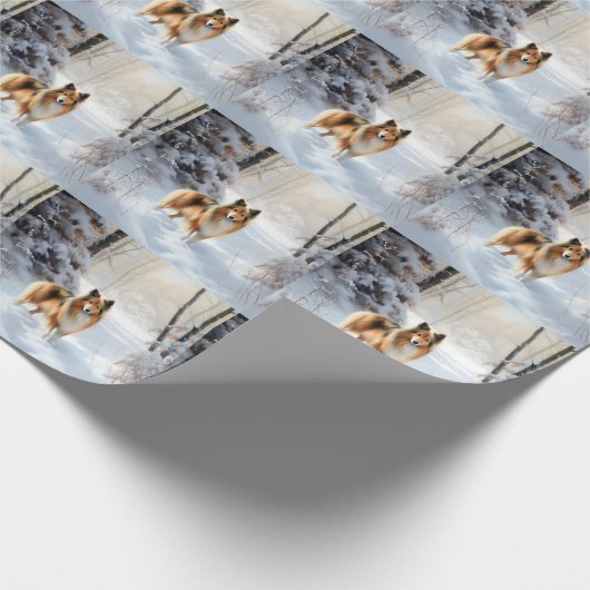 Shetland Sheepdog Laat het sneeuwen Kerstmis Cadeaupapier (Hoek)
