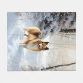 Shetland Sheepdog Laat het sneeuwen Kerstmis Fleece Deken (Voorkant (Horizontaal))