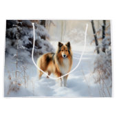 Shetland Sheepdog Laat het sneeuwen Kerstmis Groot Cadeauzakje (Voorkant)