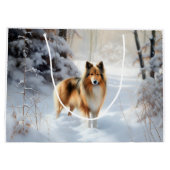 Shetland Sheepdog Laat het sneeuwen Kerstmis Groot Cadeauzakje (Achterkant)
