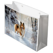 Shetland Sheepdog Laat het sneeuwen Kerstmis Groot Cadeauzakje (Voorkant Gekanteld)