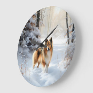 Shetland Sheepdog Laat het sneeuwen Kerstmis Grote Klok