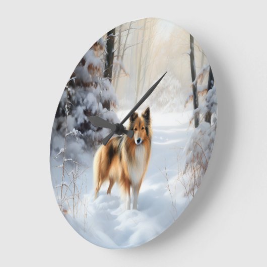 Shetland Sheepdog Laat het sneeuwen Kerstmis Grote Klok (Hoek)
