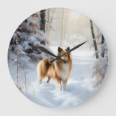 Shetland Sheepdog Laat het sneeuwen Kerstmis Grote Klok (Voorkant)