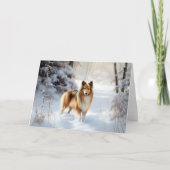 Shetland Sheepdog Laat het sneeuwen Kerstmis Kaart (Voorkant)