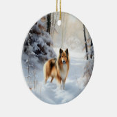 Shetland Sheepdog Laat het sneeuwen Kerstmis Keramisch Ornament (Rechts)