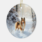 Shetland Sheepdog Laat het sneeuwen Kerstmis Keramisch Ornament (Links)