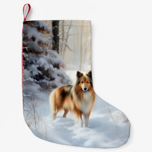 Shetland Sheepdog Laat het sneeuwen Kerstmis Kleine Kerstsok