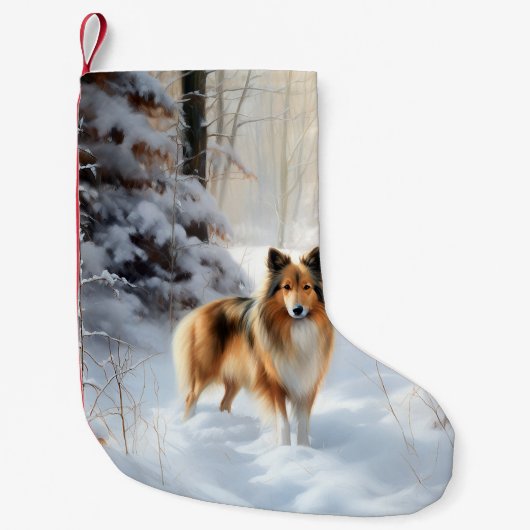 Shetland Sheepdog Laat het sneeuwen Kerstmis Kleine Kerstsok (Voorkant)