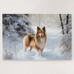Shetland Sheepdog Laat het Sneeuwen Kerstmis Legpuzzel