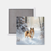 Shetland Sheepdog Laat het sneeuwen Kerstmis Magneet (Voorkant / Achterkant)