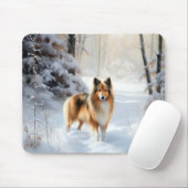 Shetland Sheepdog Laat het sneeuwen Kerstmis Muismat (Met muis)