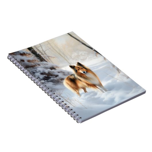 Shetland Sheepdog Laat het sneeuwen Kerstmis Notitieboek (Rechterzijde)