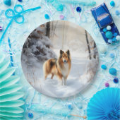 Shetland Sheepdog Laat het sneeuwen Kerstmis Papieren Bordje (Feest)