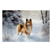 Shetland Sheepdog Laat het sneeuwen Kerstmis Perfect Poster (Voorkant)