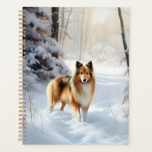 Shetland Sheepdog Laat het sneeuwen Kerstmis Planner (Voorkant)