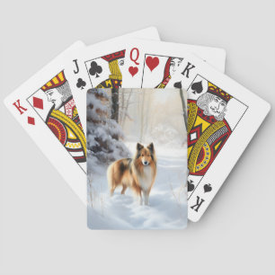 Shetland Sheepdog Laat het sneeuwen Kerstmis Pokerkaarten