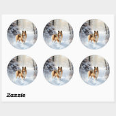 Shetland Sheepdog Laat het sneeuwen Kerstmis Ronde Sticker (Vel)