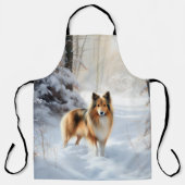 Shetland Sheepdog Laat het sneeuwen Kerstmis Schort (Voorkant)