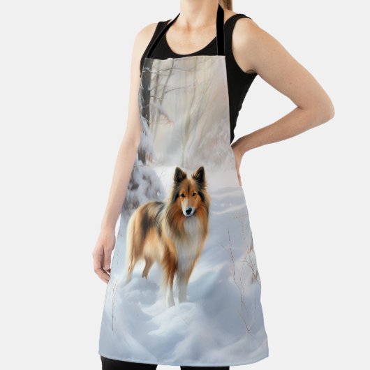 Shetland Sheepdog Laat het sneeuwen Kerstmis Schort (Insitu)