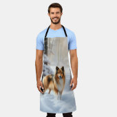 Shetland Sheepdog Laat het sneeuwen Kerstmis Schort (Gedragen)