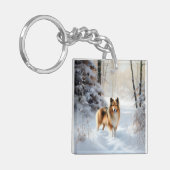 Shetland Sheepdog Laat het sneeuwen Kerstmis Sleutelhanger (Voorkant Links)