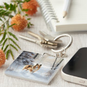 Shetland Sheepdog Laat het sneeuwen Kerstmis Sleutelhanger (Voorkant Rechts)