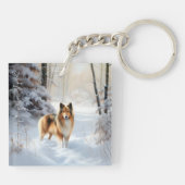 Shetland Sheepdog Laat het sneeuwen Kerstmis Sleutelhanger (Achterkant)