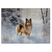 Shetland Sheepdog Laat het sneeuwen Kerstmis Snijplank (Voorkant)