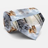 Shetland Sheepdog Laat het sneeuwen Kerstmis Stropdas (Opgerold)