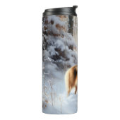 Shetland Sheepdog Laat het sneeuwen Kerstmis Thermosbeker (Gedraaid links)