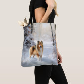 Shetland Sheepdog Laat het Sneeuwen Kerstmis Tote Bag (Dichtbij)