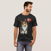 Shetland Sheepdog Love Heart Valentines Day on She T-shirt (Voorkant volledig)