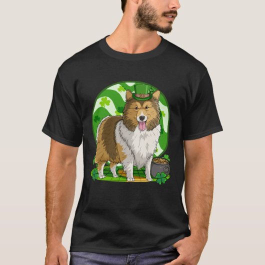 Shetland Sheepdog Lucky Leprechaun Dog St Patricks T-shirt (Voorkant)