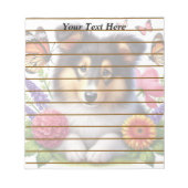 Shetland Sheepdog met bloemen en vlinders Notitieblok (Voorkant)