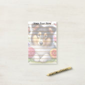 Shetland Sheepdog met bloemen en vlinders Post-it® Notes (Op bureau)