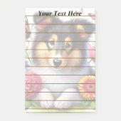 Shetland Sheepdog met bloemen en vlinders Post-it® Notes (Voorkant)