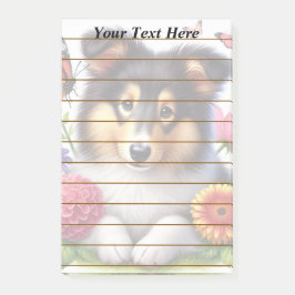 Shetland Sheepdog met bloemen en vlinders Post-it® Notes