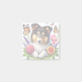 Shetland Sheepdog met bloemen en vlinders Post-it® Notes (Voorkant)
