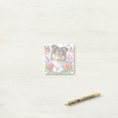 Shetland Sheepdog met bloemen en vlinders Post-it® Notes (Op bureau)