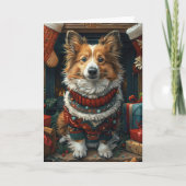 Shetland Sheepdog met kerstcadeaus bij de open haa Kaart (Voorkant)