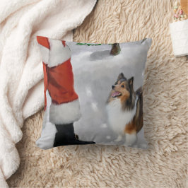 Shetland Sheepdog met Kerstman Kerstmis  Kussen