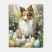 Shetland Sheepdog met paaseieren Vakantie Fleece Deken (Voorkant)