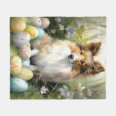 Shetland Sheepdog met paaseieren Vakantie Fleece Deken (Voorkant (Horizontaal))