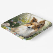 Shetland Sheepdog met paaseieren Vakantie Papieren Bordje (Gebogen)