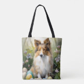 Shetland Sheepdog met paaseieren Vakantie Tote Bag (Achterkant)